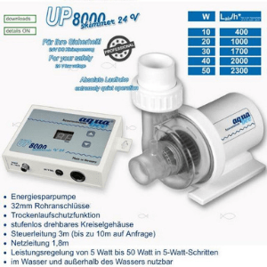 Aquabee Universal Abschäumerpumpe UP 8000 elektronic / 24 Volt regelbar Aquabee