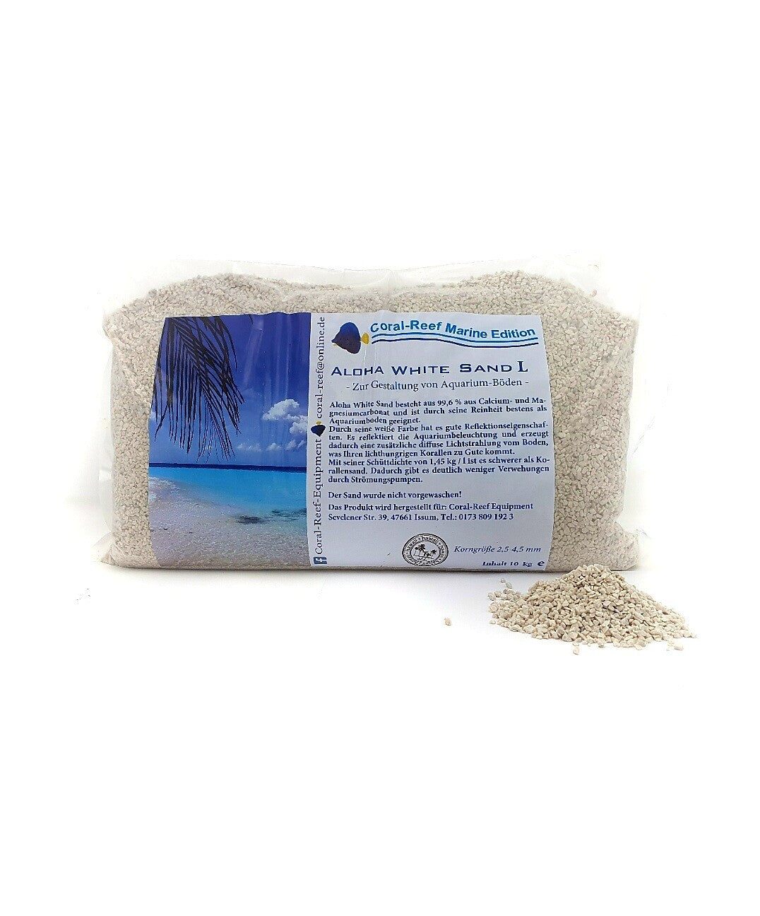Weißer Sand 0,5-1mm Für Aquarien – 9,5 Kg Calciumreicher Bodengrund Für Riffbecken & Korallen