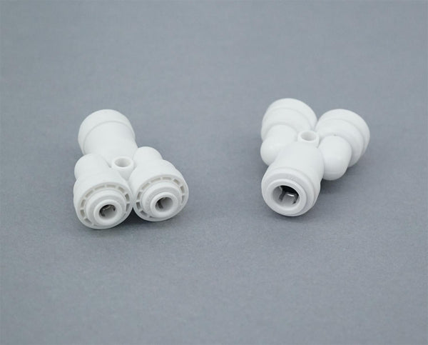 Y-Stück 1/4 x 1/4 (6mm) x 3/8" (10mm) 
für Osmoseanlagen AquaPerfekt